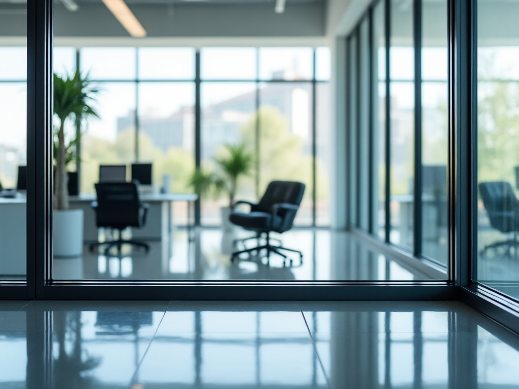 Vitres propres sans trace dans un bureau