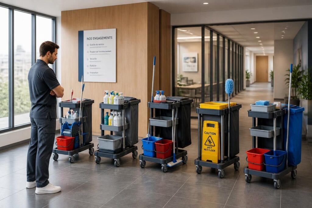 découvrez comment choisir un chariot de nettoyage professionnel adapté à vos besoins pour optimiser l'efficacité et la qualité de vos services de nettoyage.