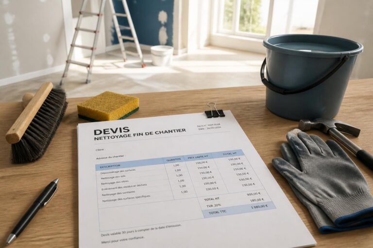 découvrez un exemple de devis pour le nettoyage de fin de chantier et apprenez à préparer efficacement votre budget pour une finition impeccable.