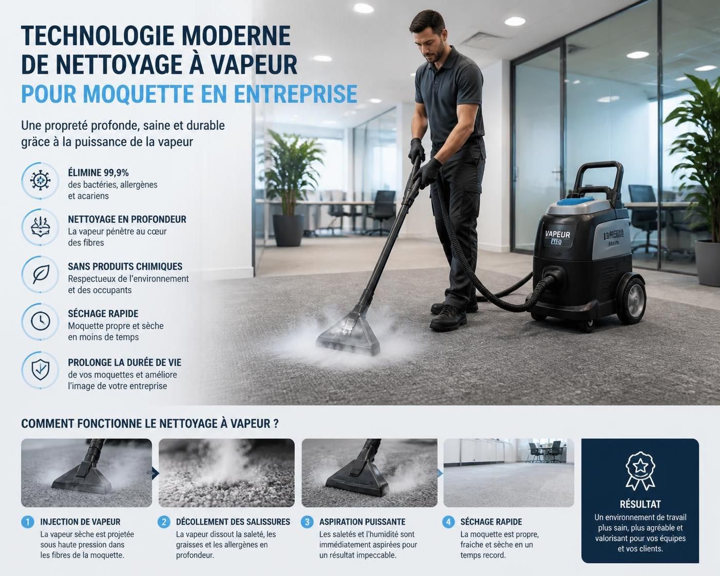 découvrez tous les avantages d'une société de nettoyage de moquette : gain de temps, efficacité, propreté optimale et prolongation de la durée de vie de vos tapis.